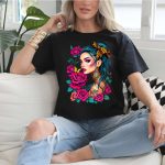 T-Shirt Women Black Rose 2