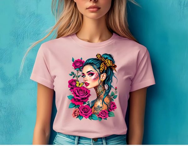 T-Shirt Women Pink Rose 3