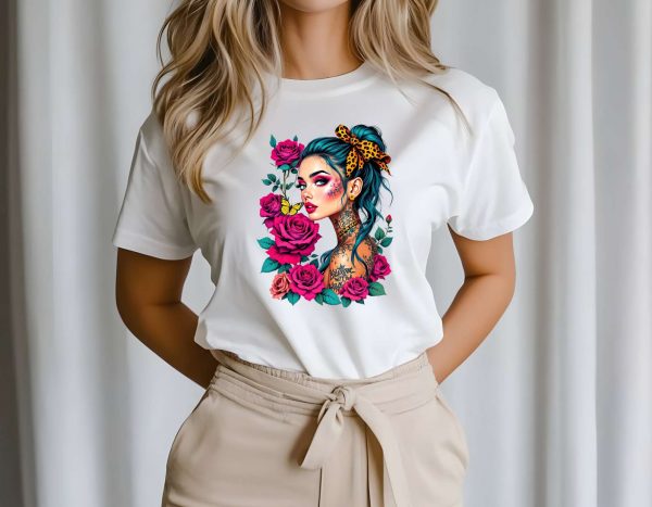 T-Shirt Women White Rose 2