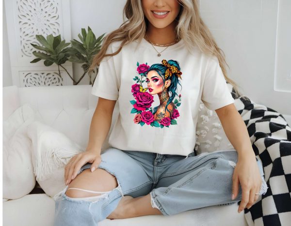 T-Shirt Women White Rose 3